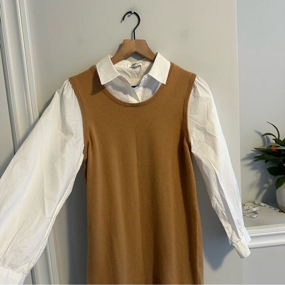 Tuckernuck Tyler Boe Tan Camel Cashmere White Long Sleeve Mini Dress XS - Picture 10 of 12